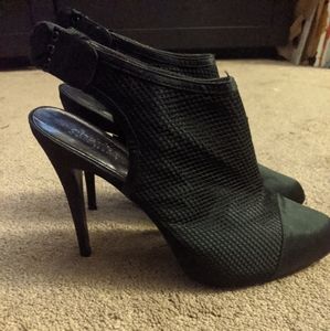 Black Charles David satin booties